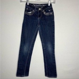 Justice Blue Denim Sequin Peace Sign Embellished Jeans 8S